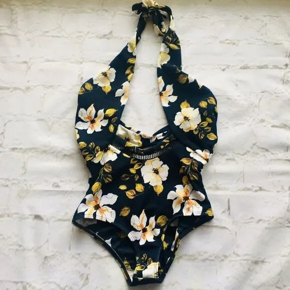 Beach Riot x Stone Cold Fox Paige Floral Print Cut Out Swimsuit Sz XS NWT - Picture 3 of 10